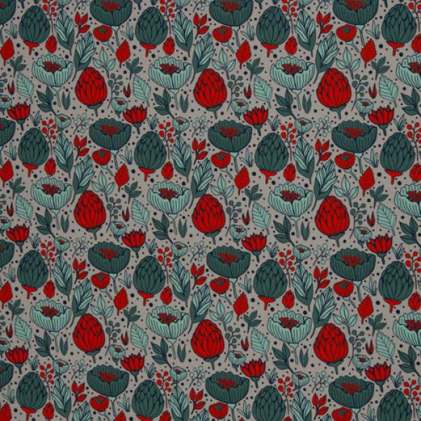 Canvas Garden Stories by Emjo Design Blumen auf Grau von Swafing